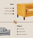 78'' W Velvet Sofa, Mid-Century Love Seats Sofa Furniture with Bolster Pillows