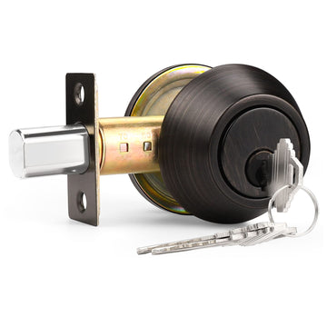 Single Cylinder Deadbolt Exterior Door Keyed Entry Oil Rubbed Bronze Finish