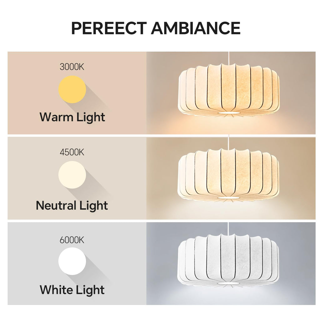 20 inch Lantern Pendant Light Wabi Sabi 3 Color Adjustable Ceiling Hanging Lamp Chandelier with White Imitation Silk