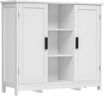 Storage Cabinet with 2 Doors and 4 Storage Shelves, Buffet Cabinet, Bathroom Cabinet , White