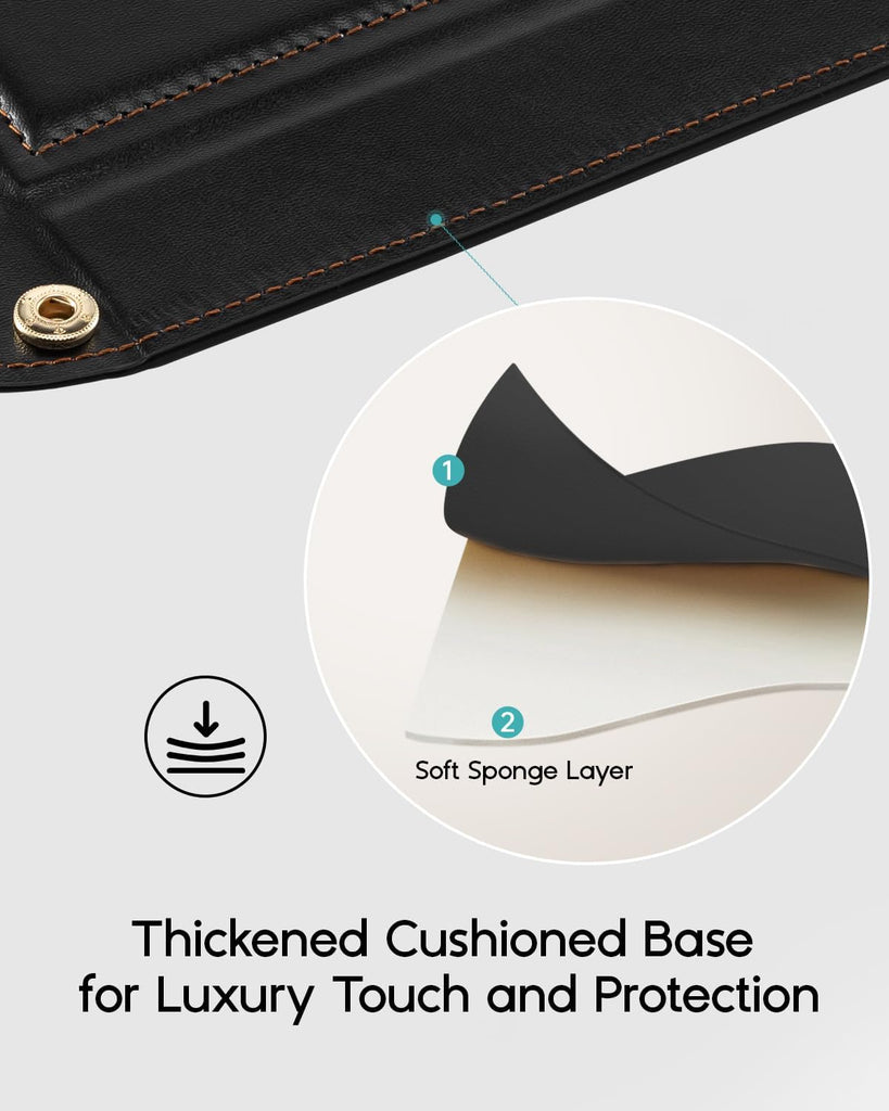 Valet Tray for Men, Foldable PU Leather Catchall Tray, Black