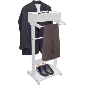 Clothes Valet Stand Holder for Men Suit Coat Rack Hanger Stand, Suit Valet Stand for Men and Women, Wood Clothes