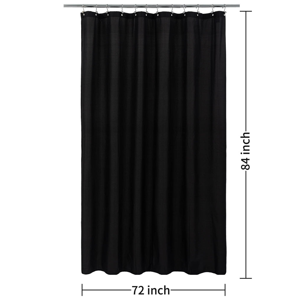 Extra Long Waterproof Fabric Shower Curtain Liner Black 72x84
