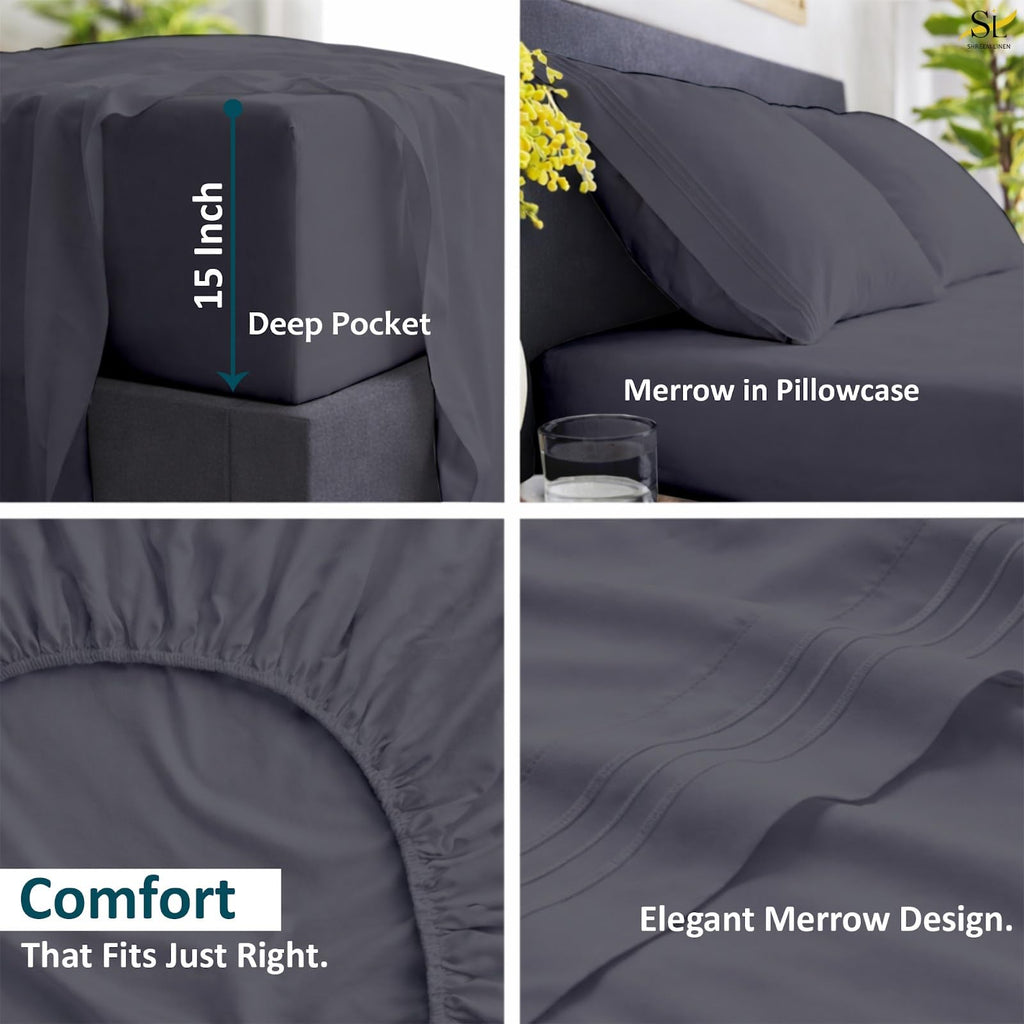 RV Full Bunk 4 Piece Sheet Set 42x80, Ultra Soft Microfiber RV Bed Sheets, Breathable Cooling Camper Bedding, Deep