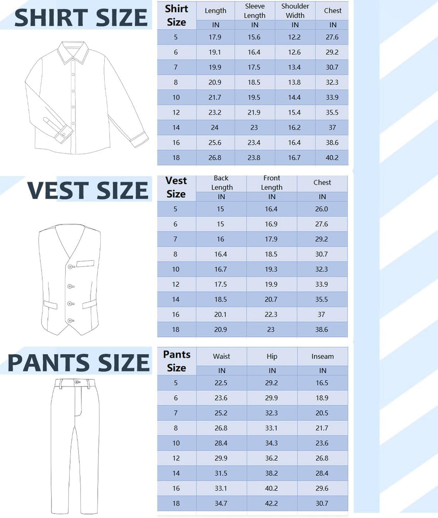 Boys Suits Set Uniform Dress Vest and Pants Set Wedding Ring Bearer Outfit