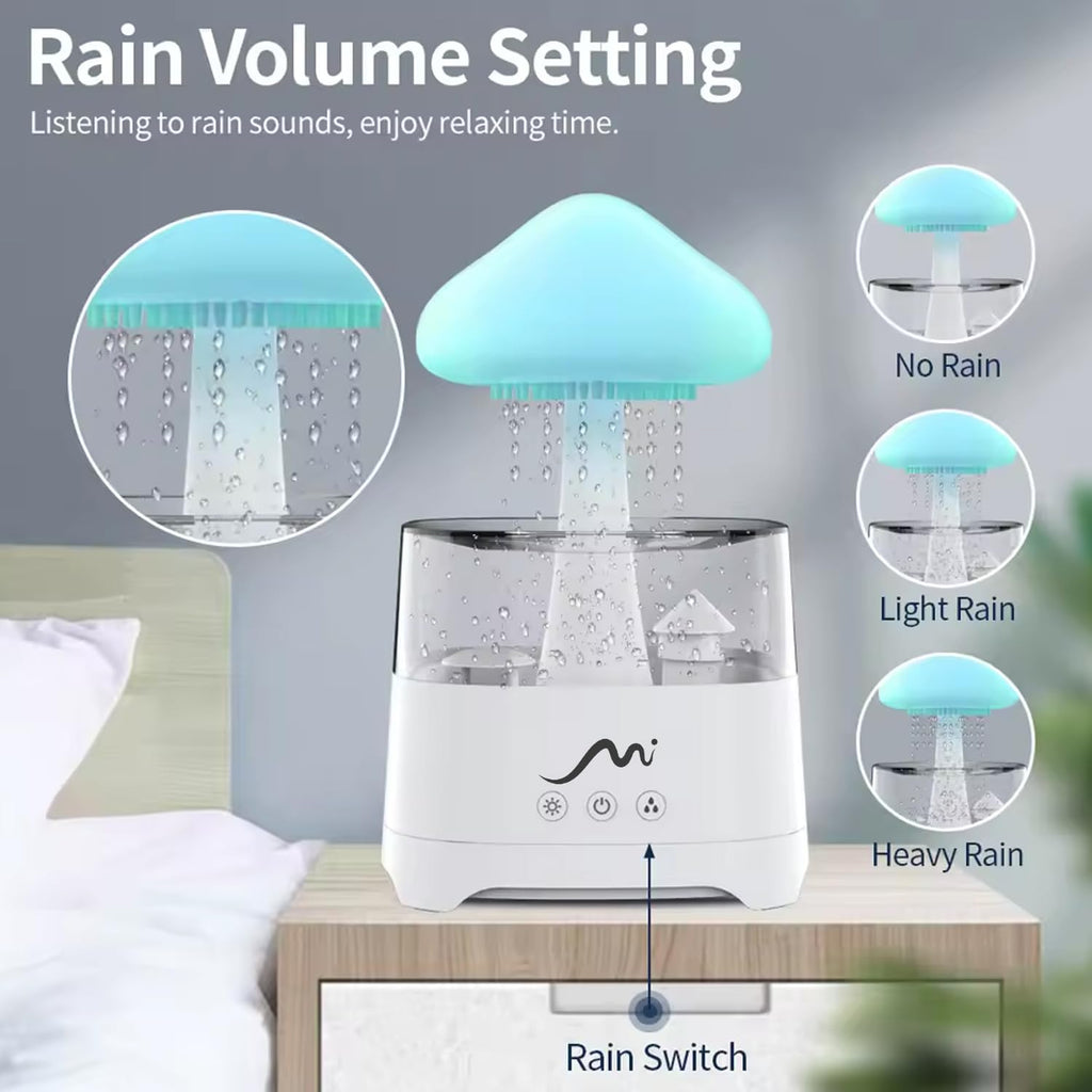 Rain Cloud Humidifier with Remote Control, Built-in Sound Speaker, Aromatherapy Water Drip Diffuser, LED Night Light