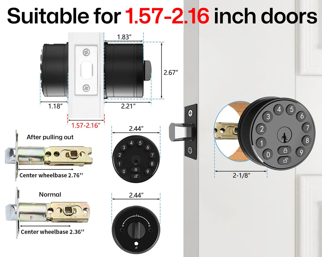 Keyless Entry Deadbolt Door Knob with Keypad for Front Door, Black