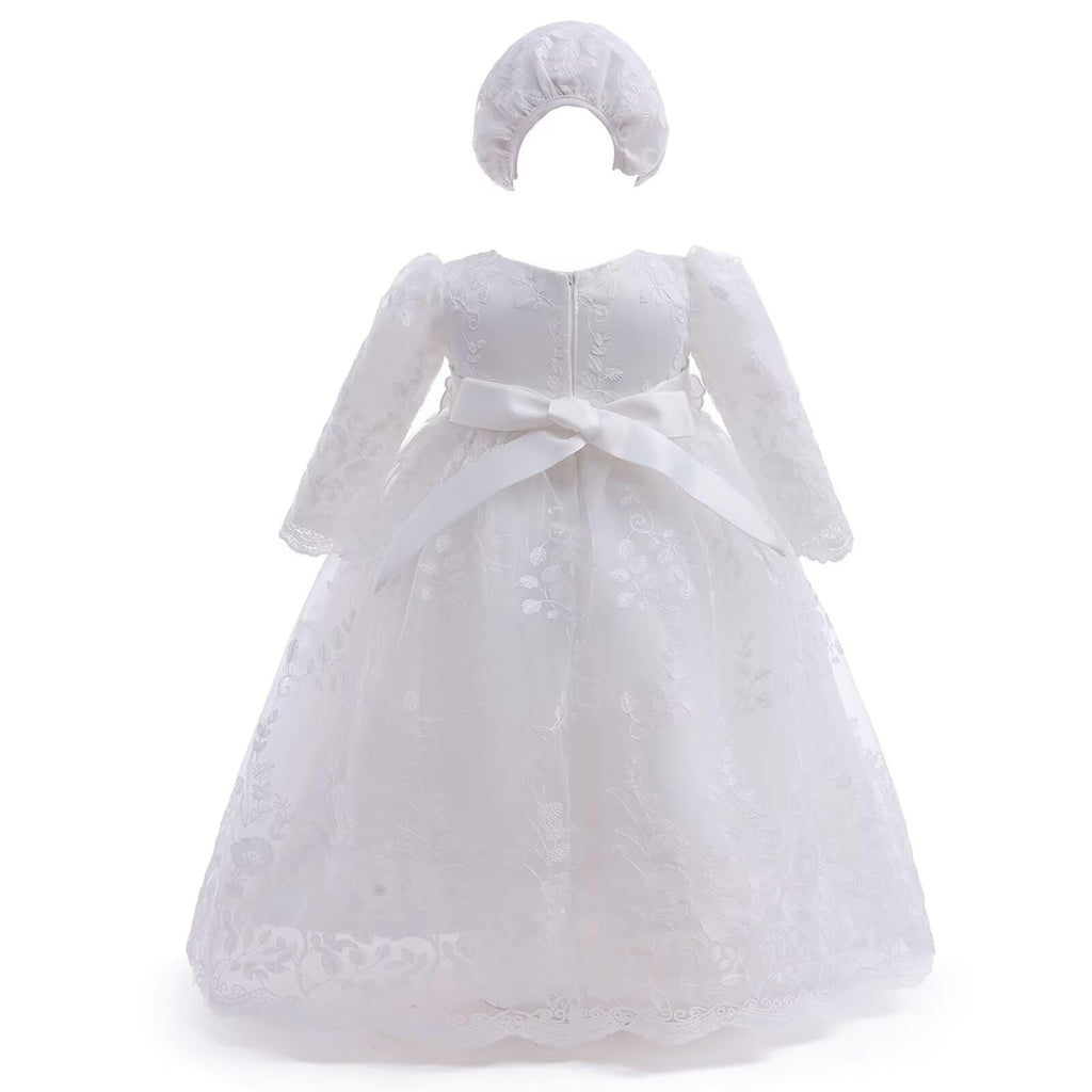 Baby Girl Christening Baptism Dress Long Blessing Gowns White Wedding Dresses (, White 1)