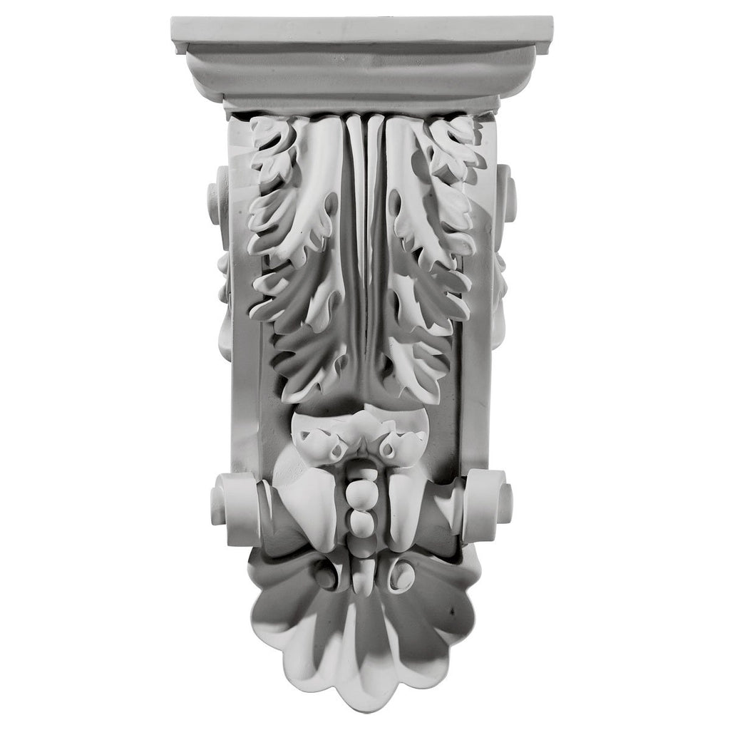 8-Inch W x 5-Inch D x 14 7/8-Inch H Acanthus Shell Corbel , White