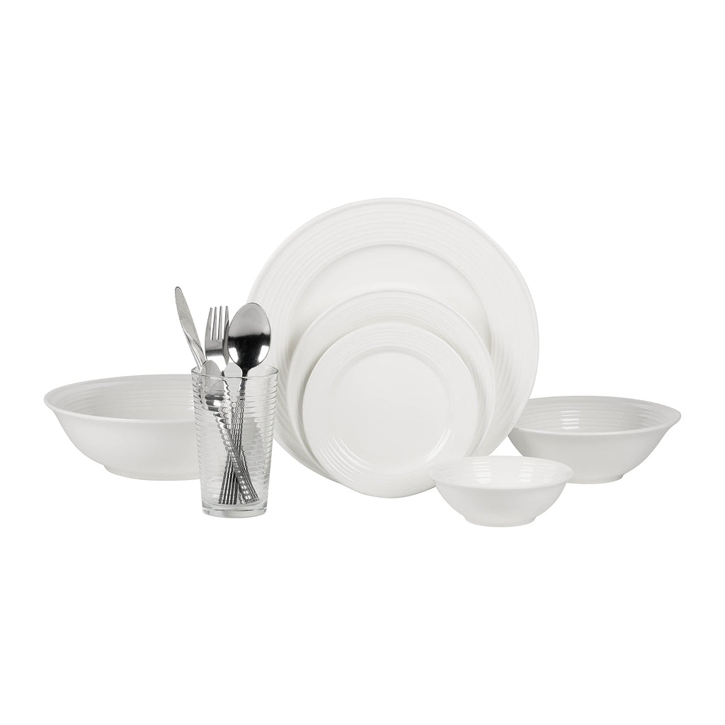 Nova White Round 62-Piece Dinnerware Set, Service for 6