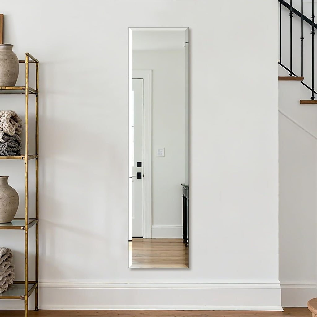 Frameless Full Length Mirror for Wall, 48x12 Inch Bathroom Vanity Mirror