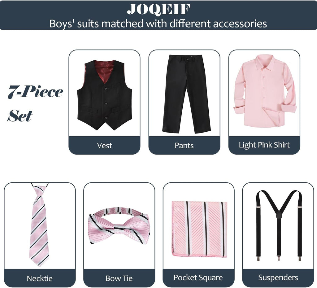 Boys Suits Set Uniform Dress Vest and Pants Set Wedding Ring Bearer Outfit