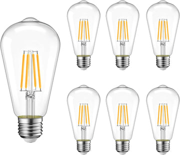 6 Packs ST58 LED Edison Bulbs, 4 Watt Vintage Light Bulbs Equivalent to 40 Watts, 2700K Warm White Antique Decorative