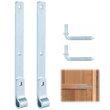 2 Sets 12'' Zinc Strap Hinge for Gates, Heavy Duty Gate Strap Hinge Zinc Plated with L-Screw (M16 × 101mm) for Barns