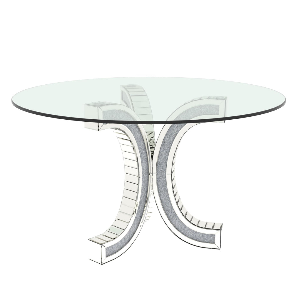 52" Round Glass Pedestal Dining Table with Tempered Glass Top