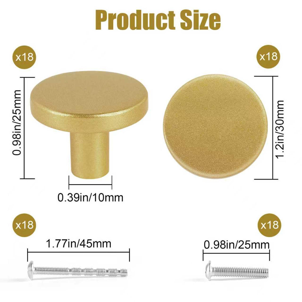 12 Piece Drawer Knobs, Gold Cabinet Knobs with Screw, 30mm Drawer Pulls for Dresser, Kitchen, and Cabinet Drawers