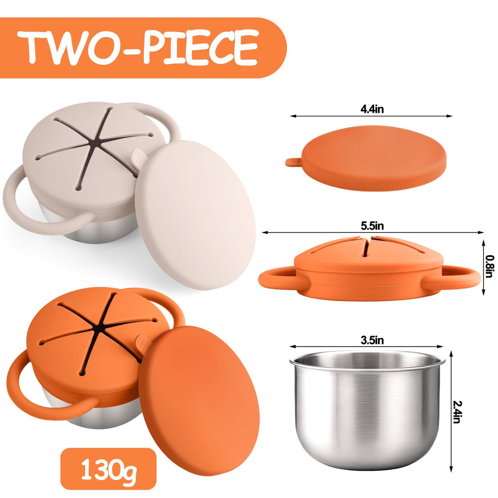 2PCS Stainless Steel Snack Containers for Toddlers