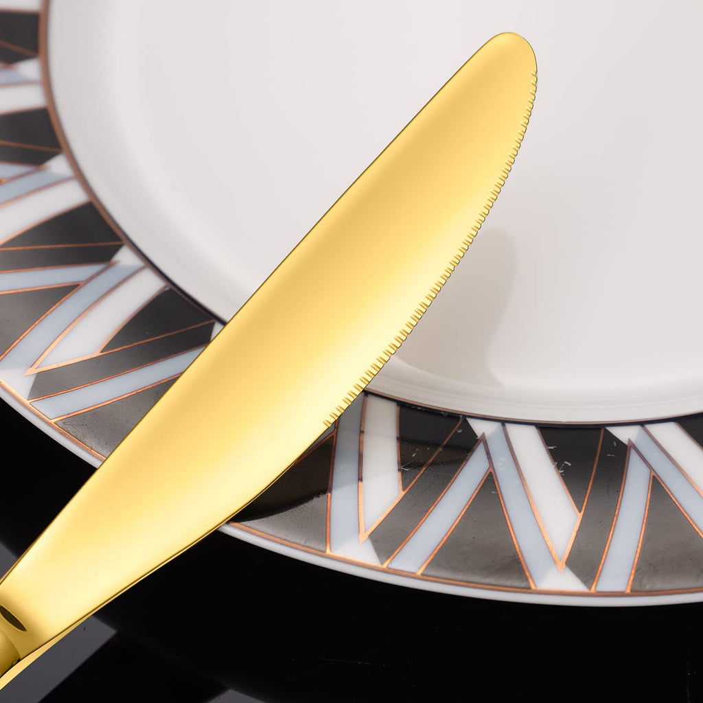 Hammered Silverware Set, 30 Pieces Flatware Set Service for 6, Mirror Polished Cutlery Utensil Set Include Fork Knife