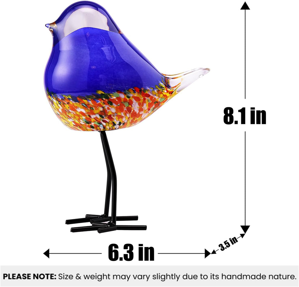 Glass Bird Figurine Ironleg Hand Blown Art Home Decor Gift