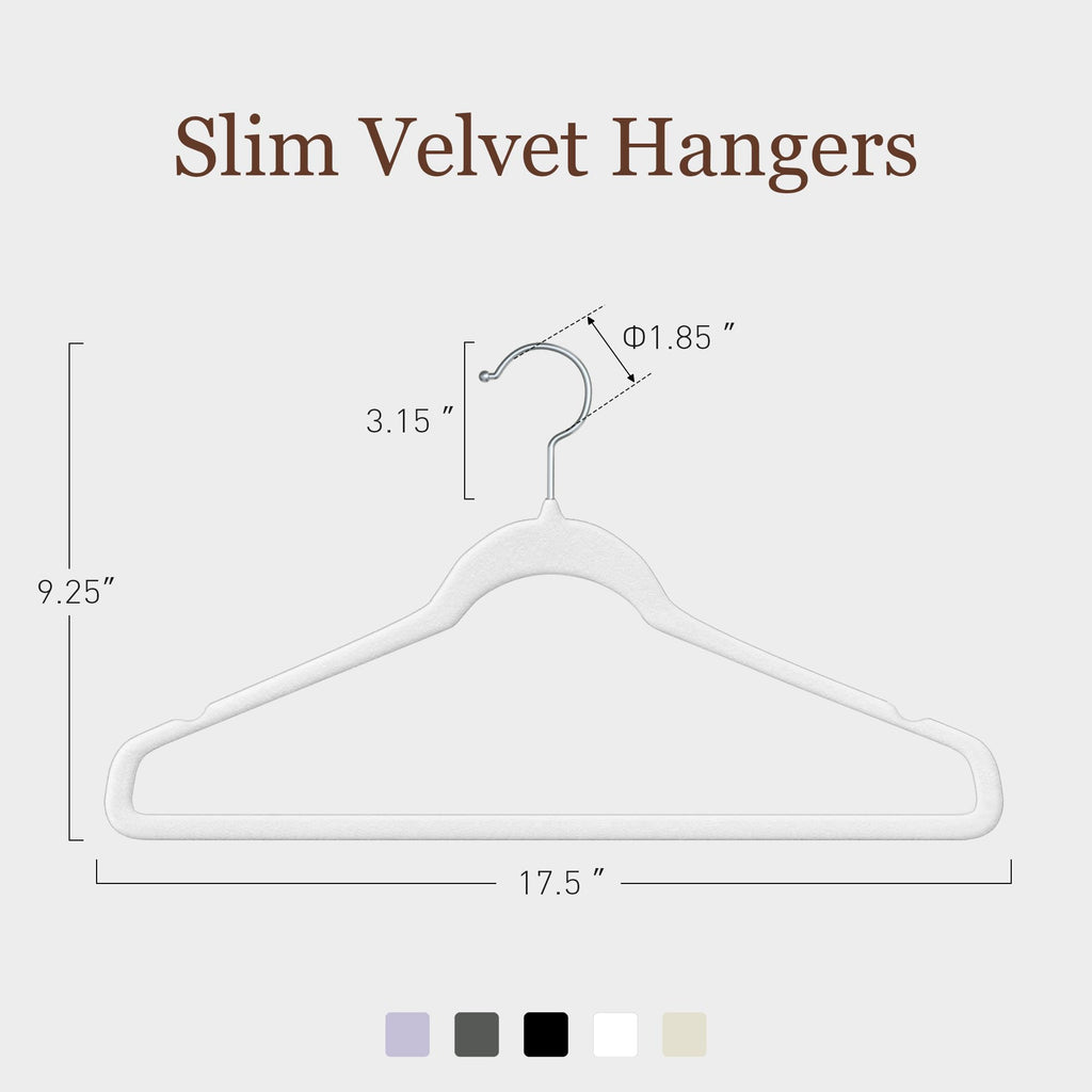 Velvet Hangers 50 Pack, 17.5" Non-Slip Clothes Hangers, White