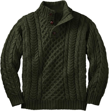 Boys Mock Neck Pullover Sweater Button Cable Knit Jumper