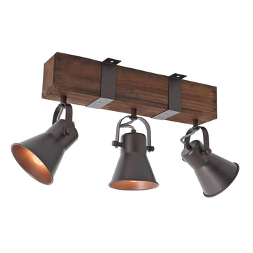 Rustic Kitchen Lights Ceiling, 3 Light Semi Flush Mount Ceiling Light, Farmhouse Wooden Track Lighting Fixtures