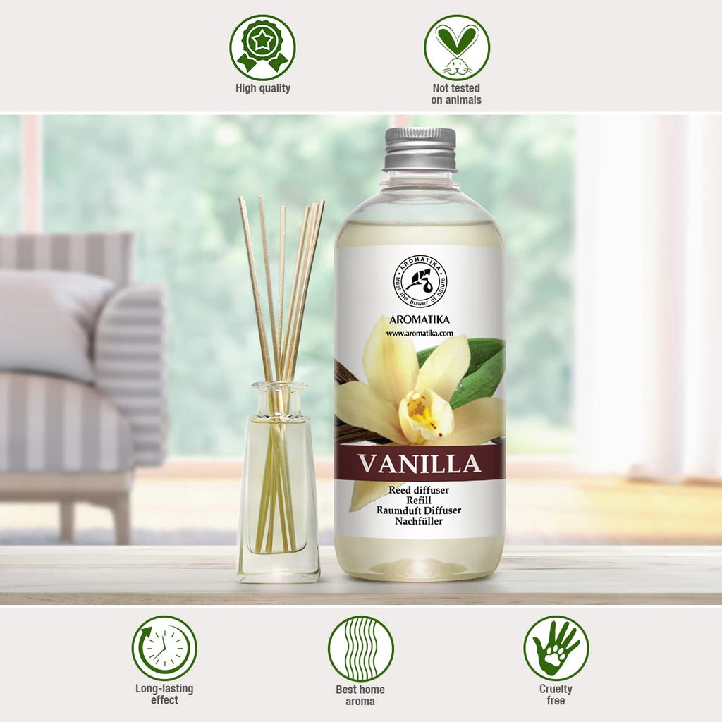 Diffuser Refill Vanilla 34 Fl Oz - 2 x 500ml - Fragrance Oil Diffuser Refill - Home Fragrance - Vanilla Scent - Room