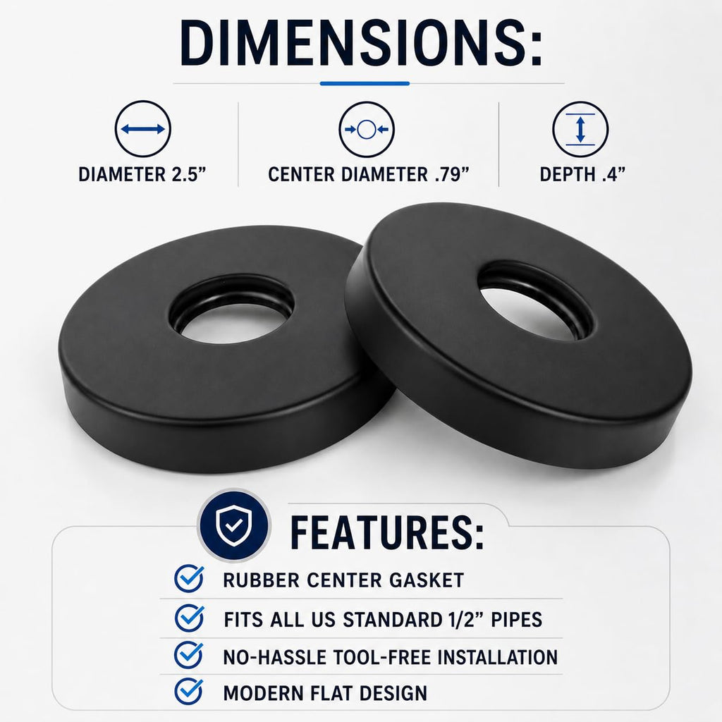2PC Shower Arm Flange 2.5" Round | Modern Universal Escutcheon Replacement Cover Plate (Oil Rubbed Bronze)