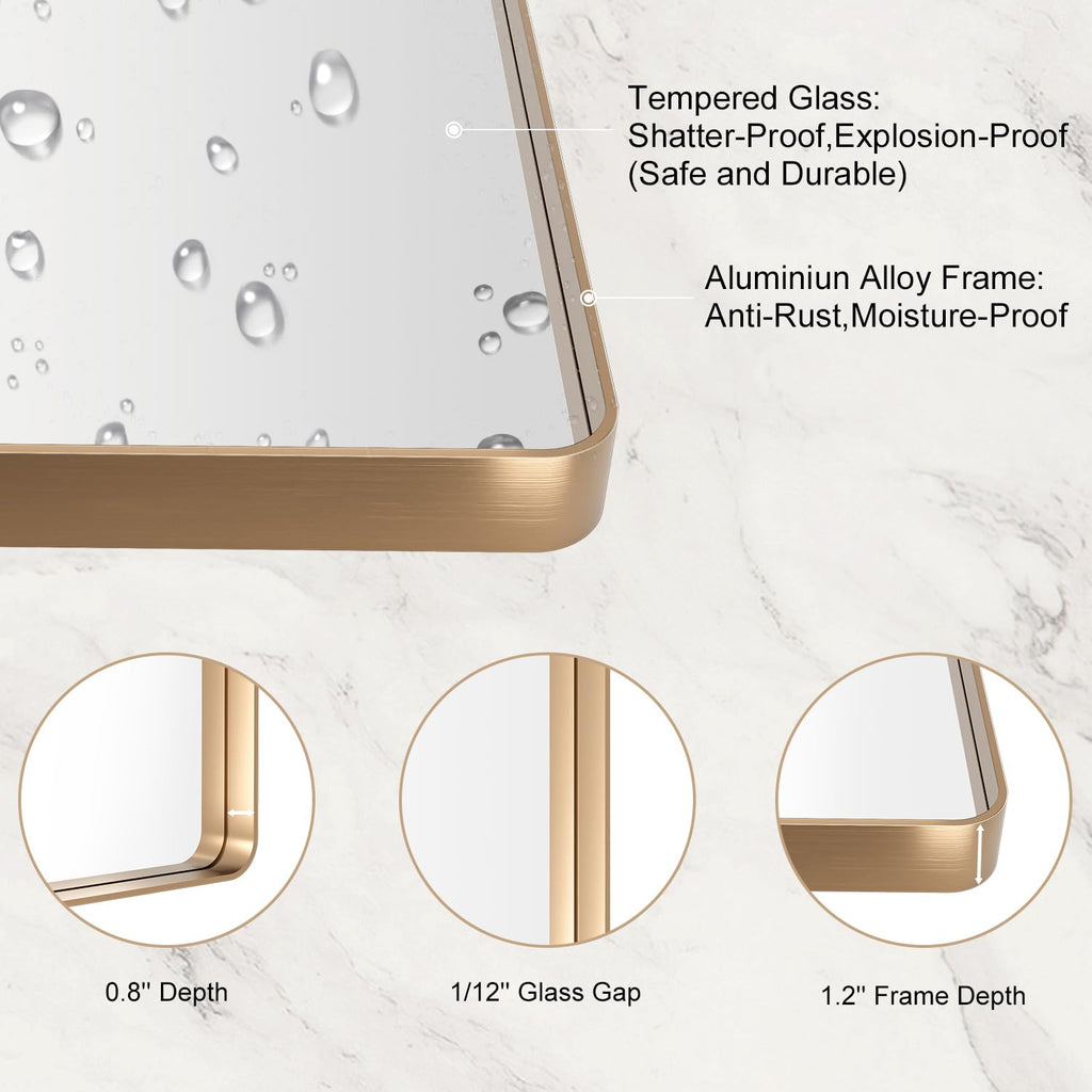 24"X36" Gold Bathroom Mirror