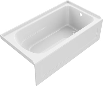PFS6036RSKN Hillsboro 60" Three Wall Alcove Acrylic Soaking Tub with Right Drain - White