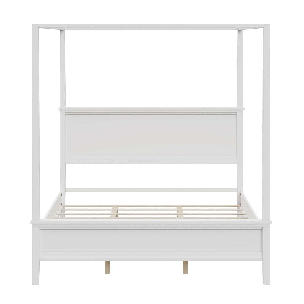 Rustic Farmhouse 4-Poster Canopy Platform Bed with Headboard