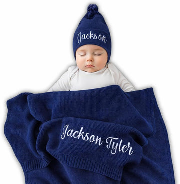 Blanket, 100% GOTS Organic Certified, Customized Swaddle Blanket with Name, Receiving Blankets for Boys and Girls