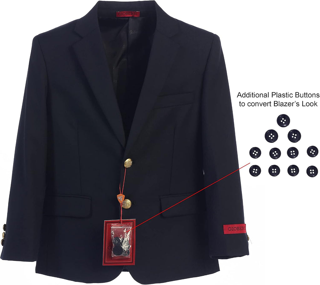 Boys Formal Blazer Jacket, Fully Lined Single Breasted Suit Coat