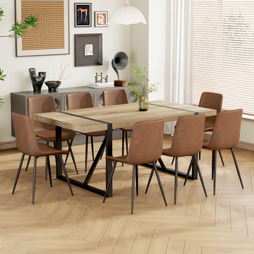 Dining Table Set for 8, 71'' Wood Table and Chairs Set of 8