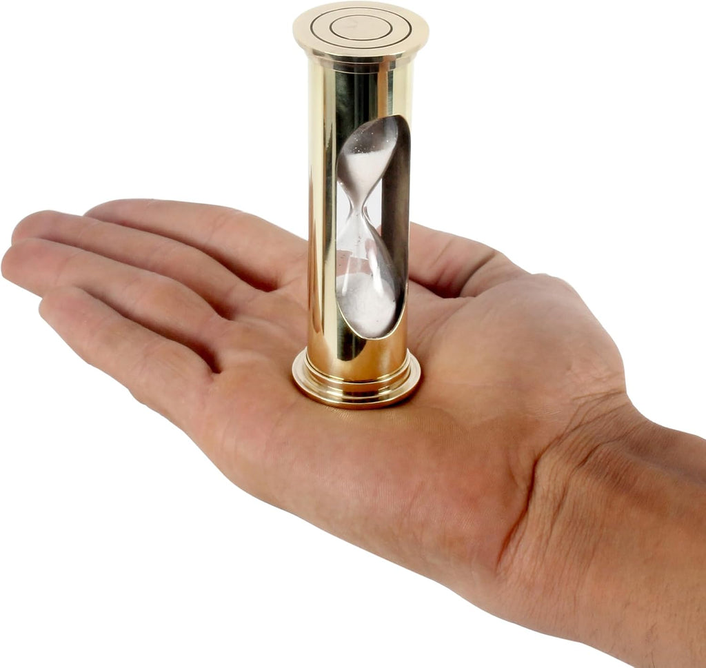 4" Decorative Brass Sand Timer, Brass Timer Hour Glass for Gifts Desk Office Wedding Home Decor