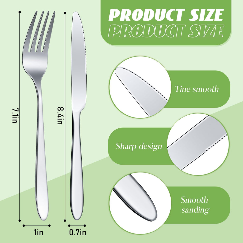 50 Pcs Stainless Steel Forks Silverware Set Dinner Forks and Knives