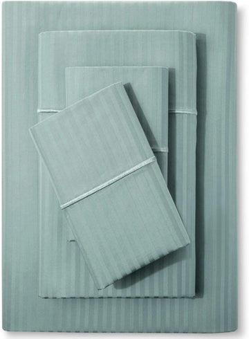 & Stitch 500 TC King Bed Sheet Set, 100% Cotton Soft Breathable Bedsheets, 4 Piece 18" Deep Pockets Sateen