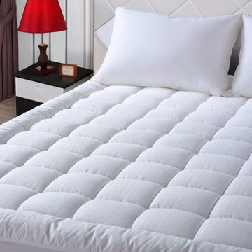 King Size Mattress Pad Cotton Pillow Top Mattress Topper White | Cooling Mattress Cover Cotton Top,8-21" Deep Pocket