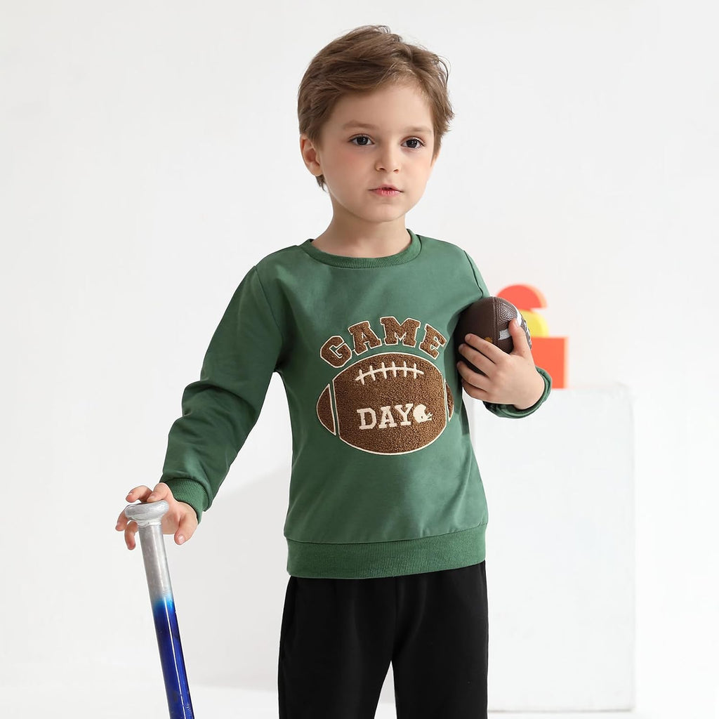 Toddler Baby Boy Fall Winter Clothes Boys Long Sleeve Football Sweatshirt Top Pants 2PCS Set