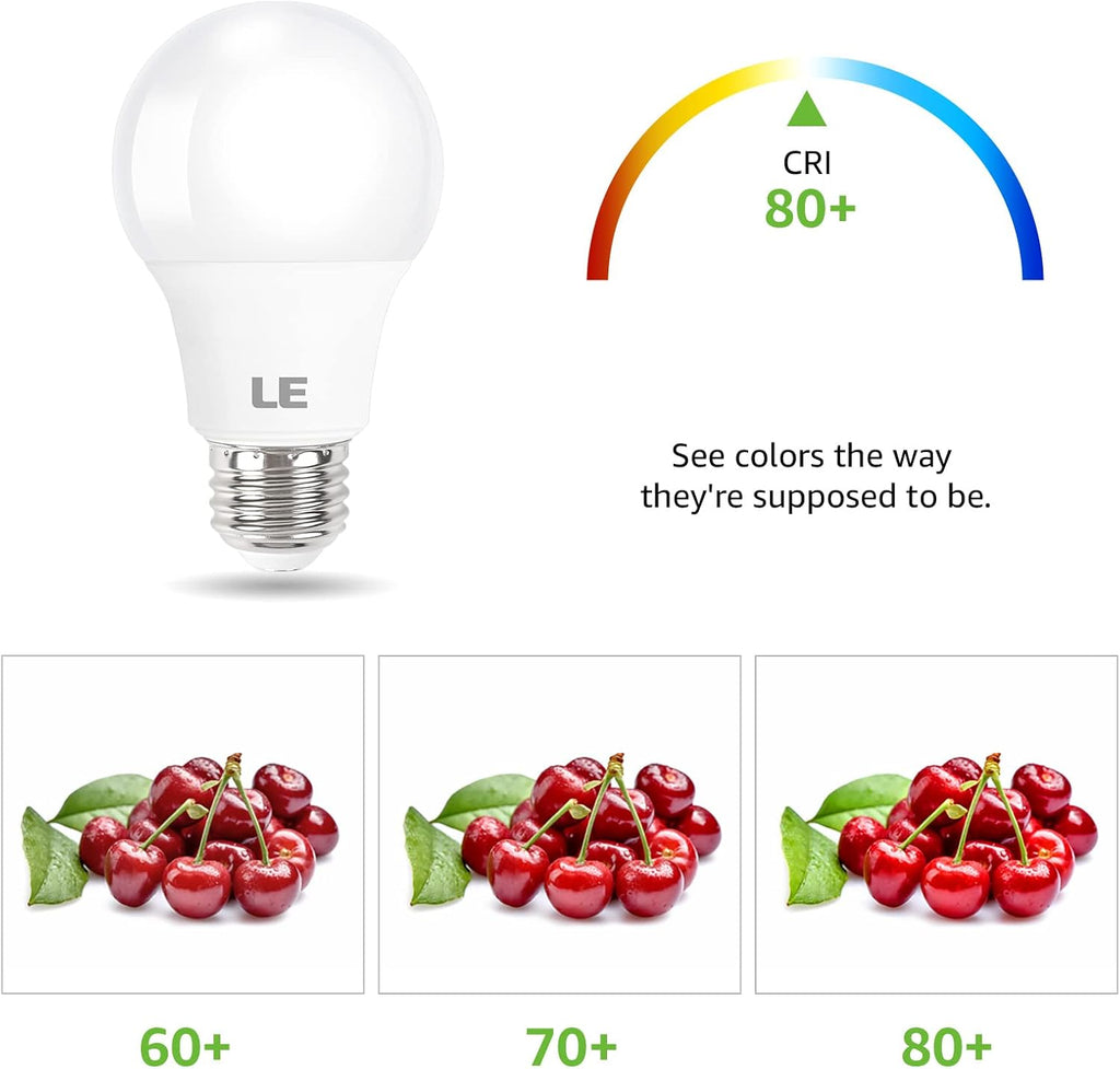 LE LED Light Bulbs 60 Watt Equivalent, 9W 800 Lumens Non-Dimmable, Daylight White 5000K, A19 E26 Standard Medium Base