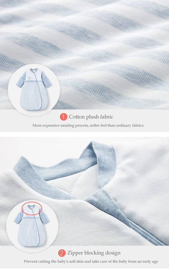Organic Sleeping Bag Detachable Sleeve Wearable Blanket,Grey,Double Layer for 68-77°F