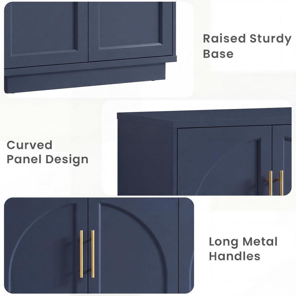 59" Sideboard Cabinet with Arched Doors, Navy Blue