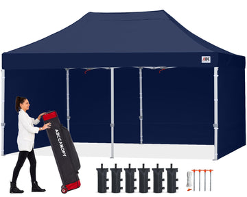 Commercial Pop Up Canopy Tent with Sidewalls 10X20, Navy Blue