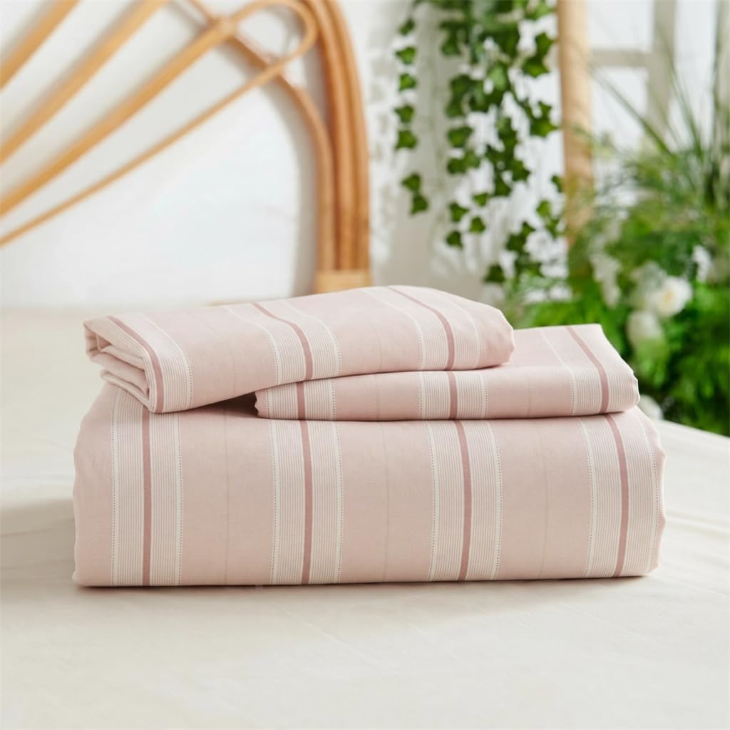 Striped Duvet Cover Reversible Pink Stripe Bedding Set