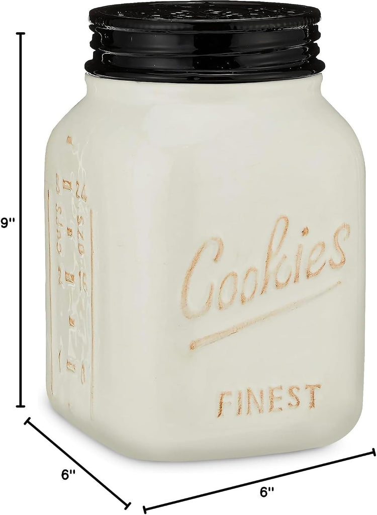 Ceramic Cookie Jar - Cute Kitchen Counter Storage Canister with Lid
