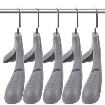 Suit Hangers for Men 20 Pack, Sweater Hangers No Shoulder Bump Non Slip Width 17.7", Plastic Clothes Hangers Grey