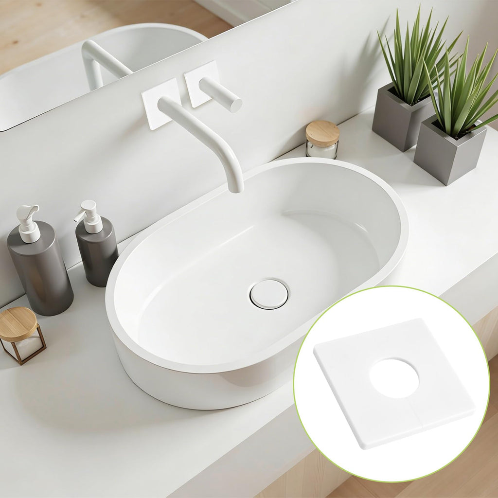 8Pcs Pipe Wall Covers Plastic Square Escutcheon Plates Self-Adhesive Wall Spilt Flange Decorative Shower Pipe Covers