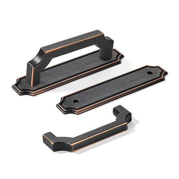 5 Pack 3 Inch Hole Center Oil Rubbed Bronze Cabinet Pulls with Backplate - Heavy-Duty Handles Cabinets - Solid Base