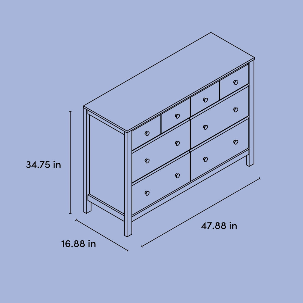 Horizon 6 Drawer Dresser, White with Driftwood