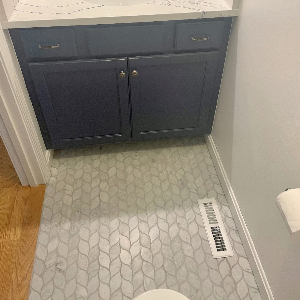Carrara White Marble Leaf Shape Medi Mosaic Tile Honed Kitchen Bath Wall Floor Backsplash Shower (1 Sheet)